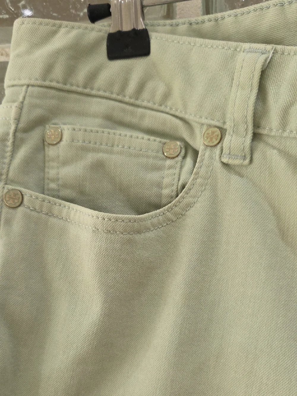 Tory Burch Pastel Mint Cropped Skinny Jeans 29 - Picture 2 of 9